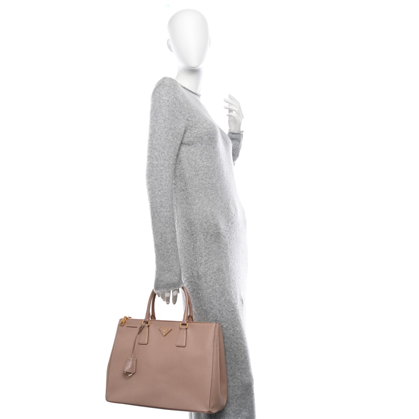 Saffiano Lux Large Galleria Double Zip Tote Cammeo