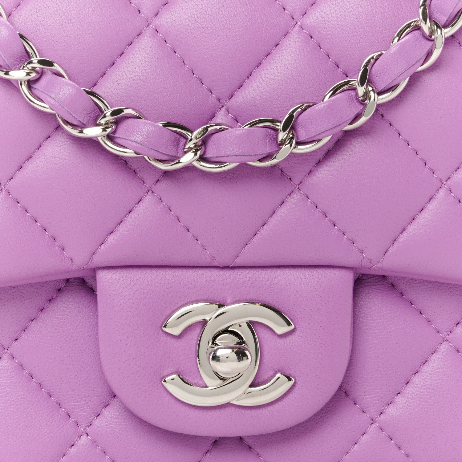 Chanel Lambskin Quilted Mini Square Flap Purple 9 of 11