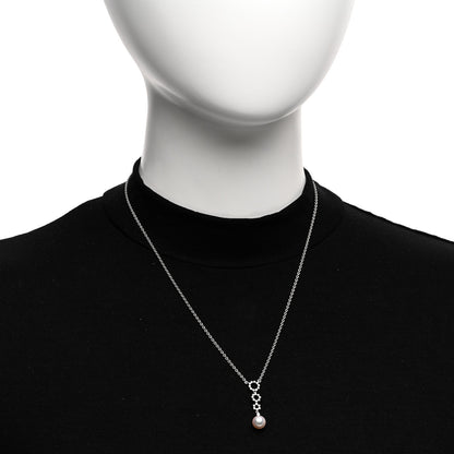 Mikimoto 18K White Gold Diamond Akoya Pearl 7.5mm Drop Pendant Necklace 2 of 4