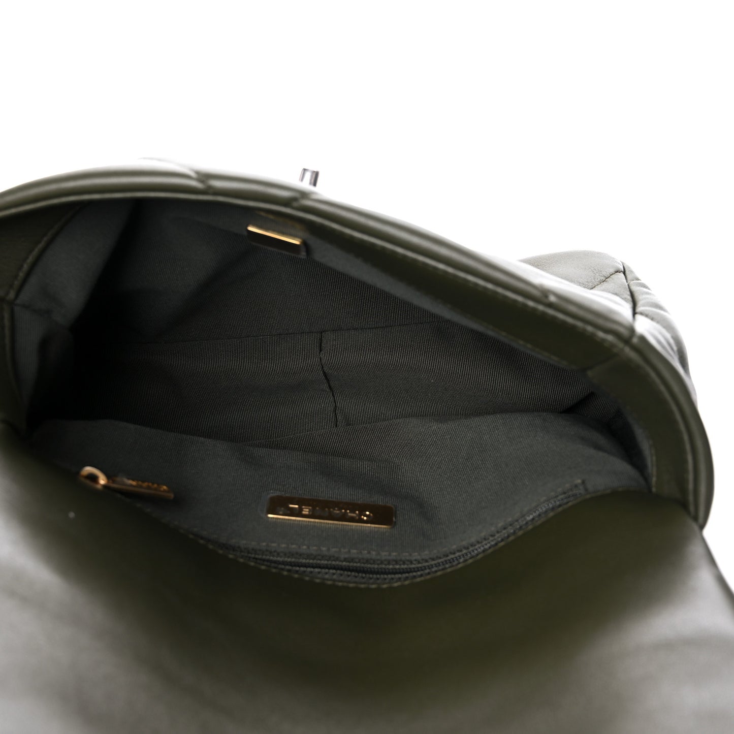 Lambskin Quilted Medium Chanel 19 Flap Khaki