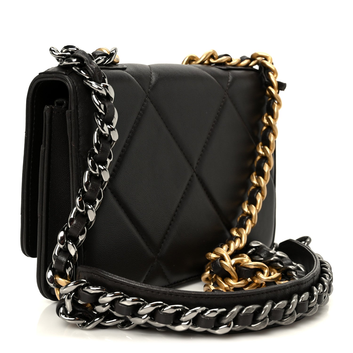Chanel Lambskin Quilted Chanel 19 Wallet On Chain WOC Dark Brown 3 of 12