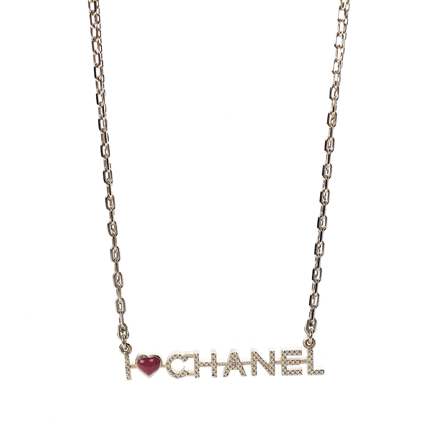Chanel Quilted I Heart Logo Necklace Gold 4 of 6