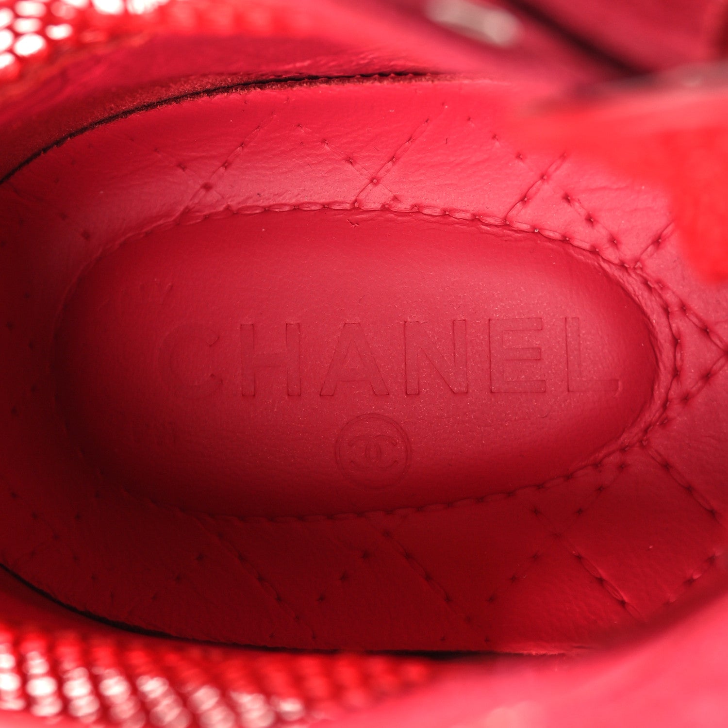 Chanel Mesh Suede High Top Sneakers 40 Red 7 of 7