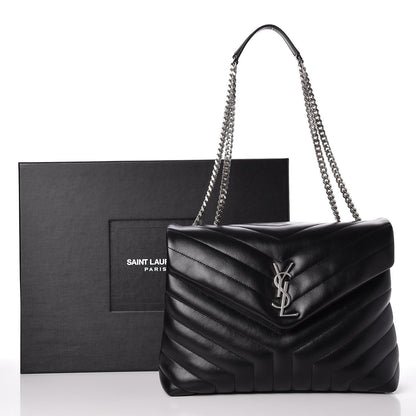 Saint Laurent Calfskin Y Quilted Monogram Medium Loulou Chain Satchel Black 8 of 8