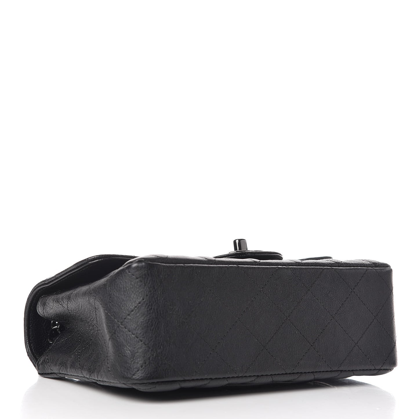 Crumpled Calfskin Quilted Mini Rectangular Flap So Black