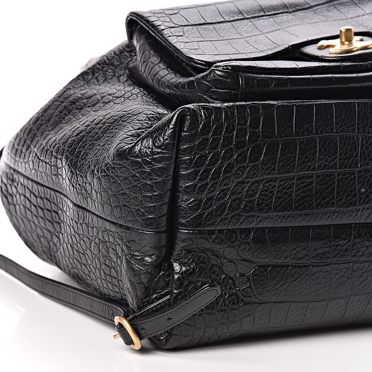 Chanel Calfskin Crocodile Embossed Large Backpack Black 9 of 11