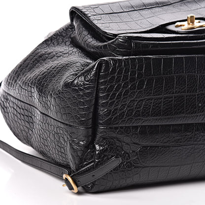 Chanel Calfskin Crocodile Embossed Large Backpack Black 9 of 11