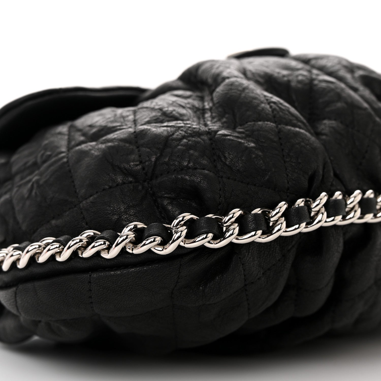 Chanel Washed Lambskin Quilted Medium Chain Around Messenger Black 9 of 10