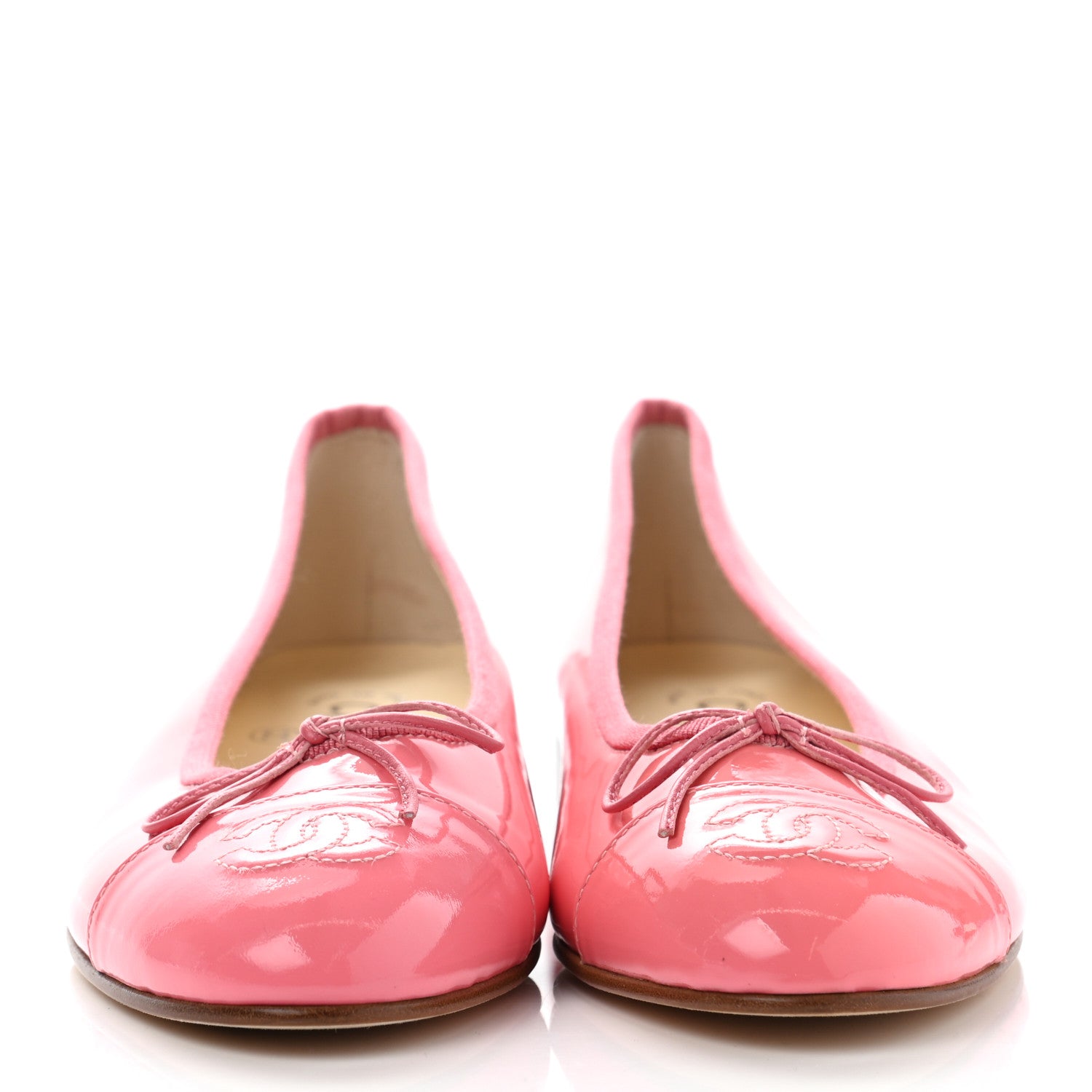 Chanel Patent CC Cap Toe Ballerina Flats 37 Light Pink 2 of 10