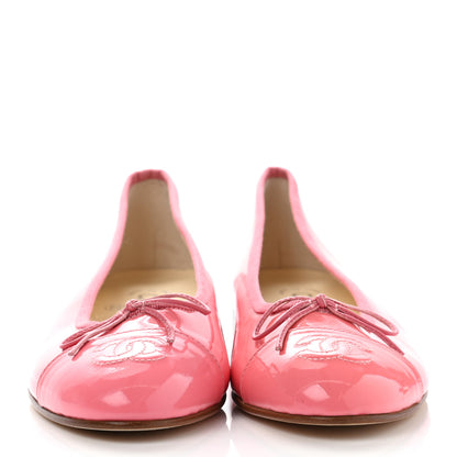 Chanel Patent CC Cap Toe Ballerina Flats 37 Light Pink 2 of 10