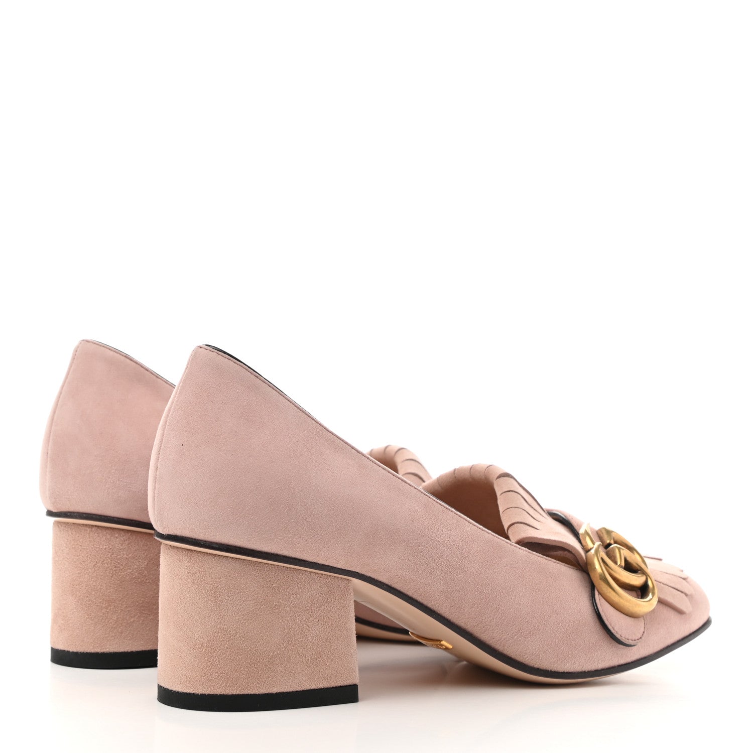 Gucci Kid Scamosciato GG Marmont Fringe 50mm Loafer Pumps 36.5 Crystal Pink 4 of 8