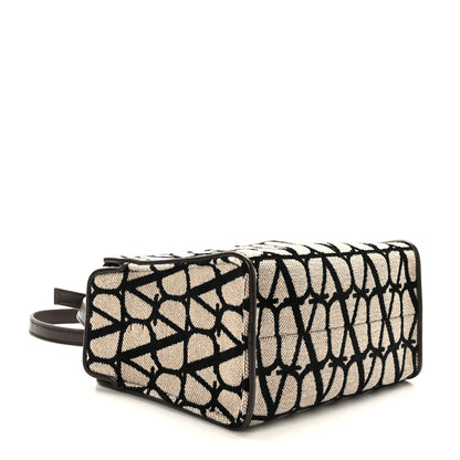 Valentino Garavani Toile Iconographe Goatskin Mini Le Troisieme Shopping Bag Naturale Black Fondant 4 of 8