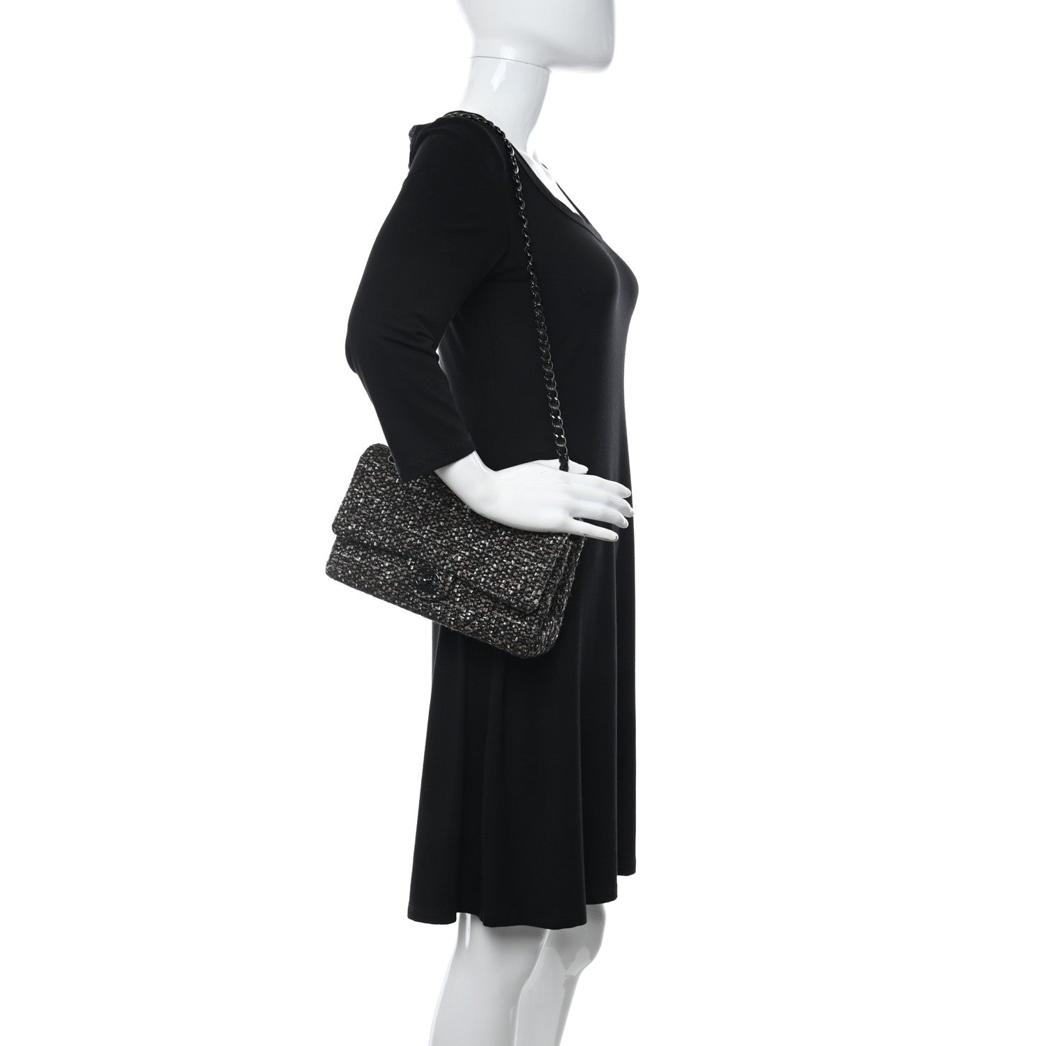 Chanel Tweed Quilted Medium Double Flap Brown 3 of 23