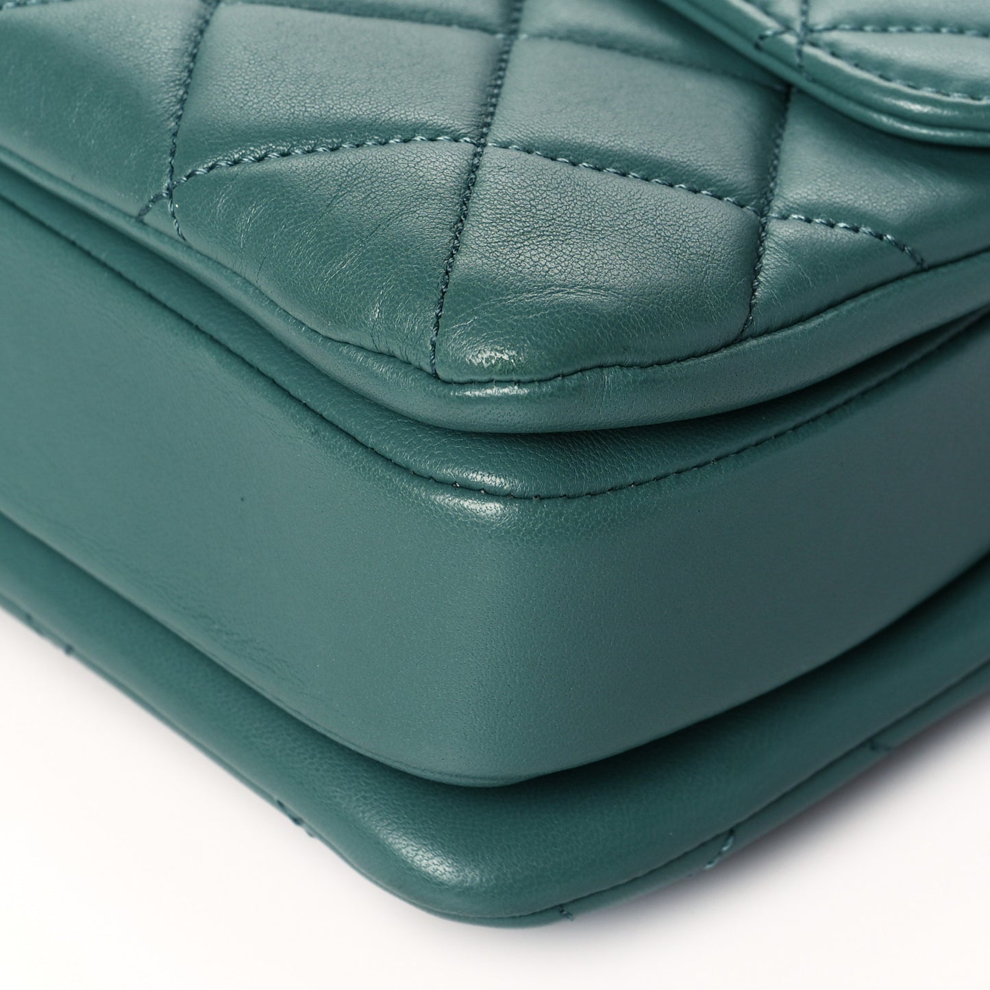 Lambskin Quilted Small Trendy CC Flap Dual Handle Bag Green