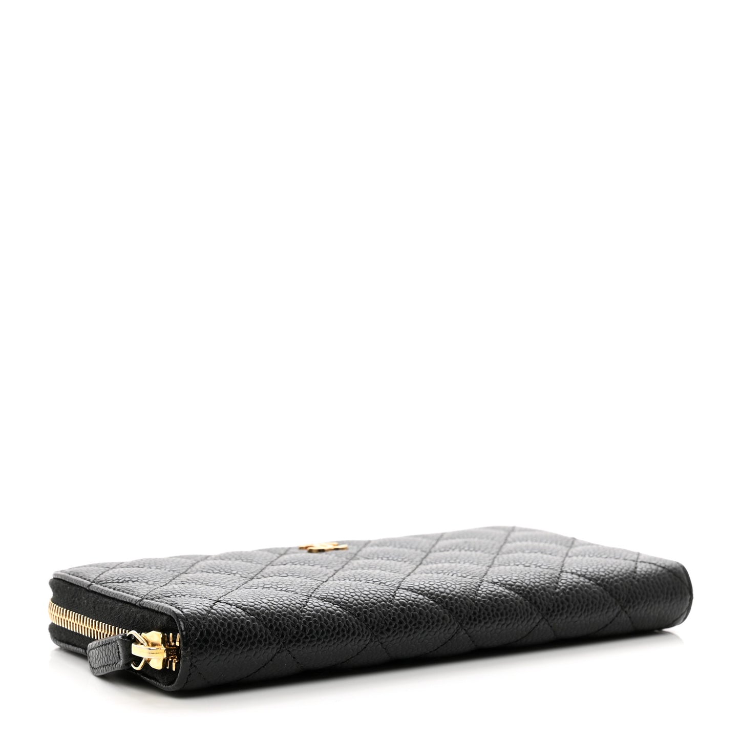 Caviar Quilted Large Gusset Zip Around Wallet Black