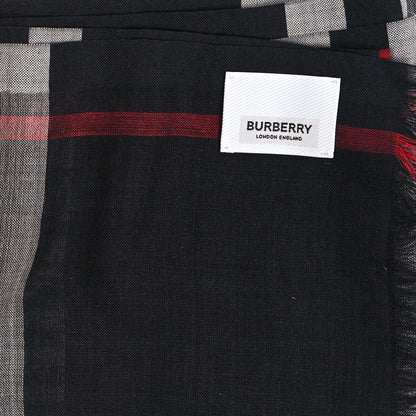 Burberry Linen Classic Check Check Lightweight Scarf Black 3 of 4