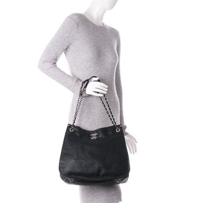 Chanel Calfskin Perforated Up In The Air Tote Black 2 of 7