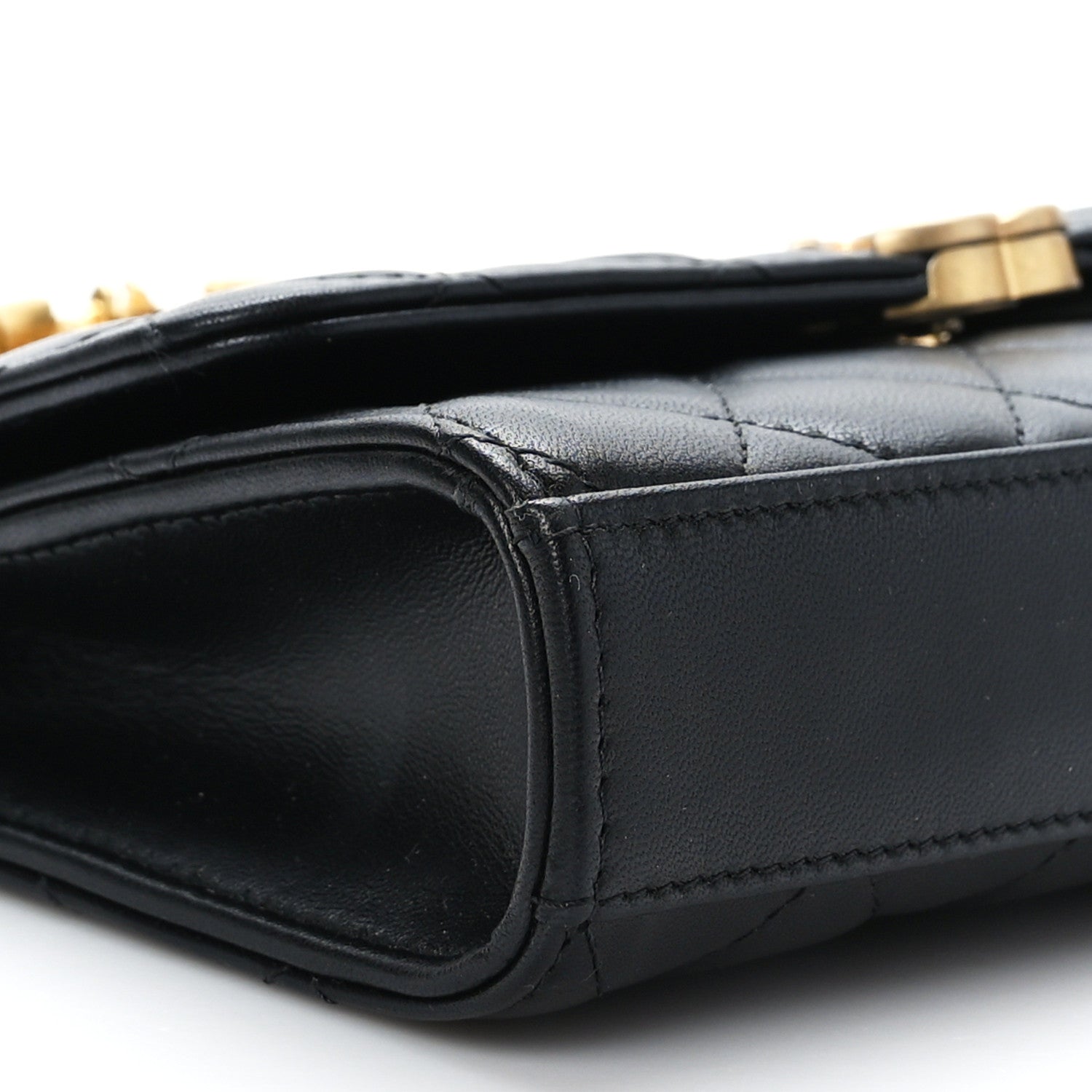 Chanel Lambskin Enamel Quilted Top Handle Flap Phone Holder With Chain Black 8 of 9