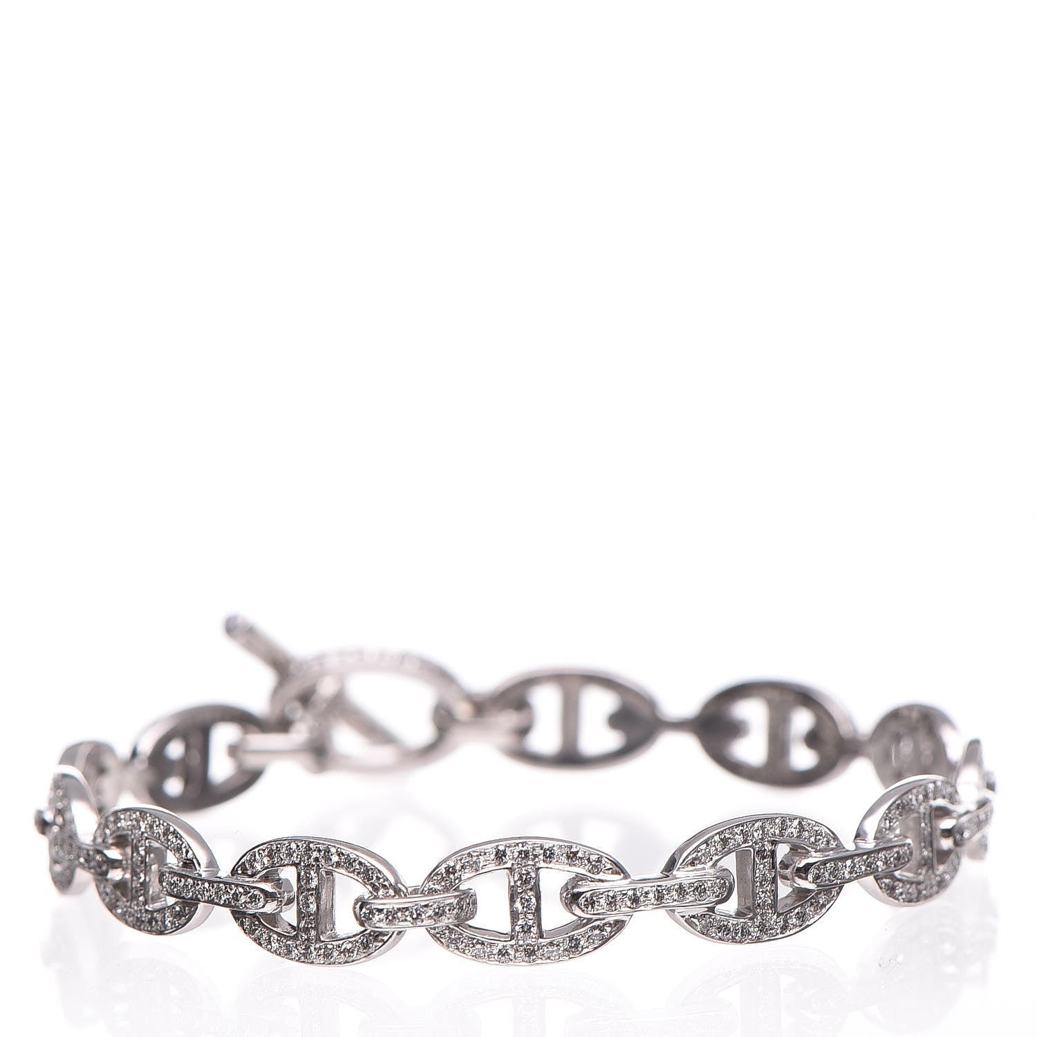 Hermes 18K White Gold Diamond PM Chaine d'Ancre Enchainee Bracelet SH 3 of 7