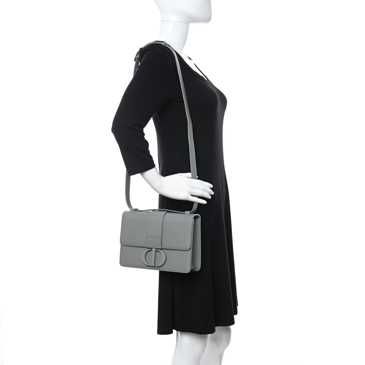 Christian Dior Ultra Matte Grained Calfskin 30 Montaigne Flap Bag Grey 2 of 12
