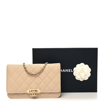 Chanel Caviar Quilted Golden Class Wallet On Chain WOC Light Beige 3 of 12