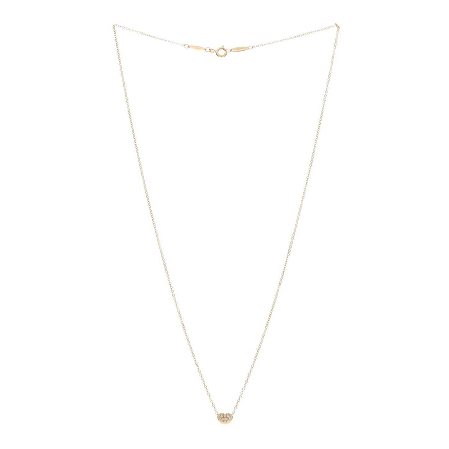 18K Yellow Gold Diamond Elsa Peretti 6.5mm Bean Pendant Necklace