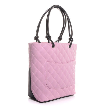 Chanel Calfskin Quilted Medium Cambon Tote Pink Black 3 of 7