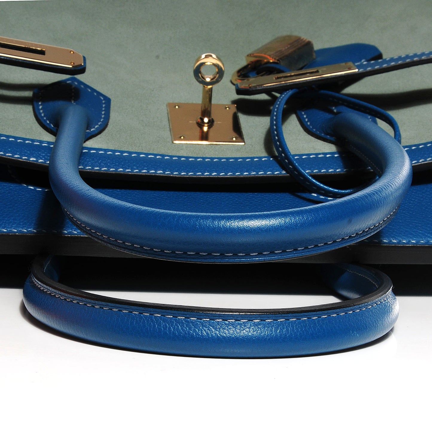Veau Doblis Evergrain Grizzly Birkin 35 Bleu de Galice Ciel