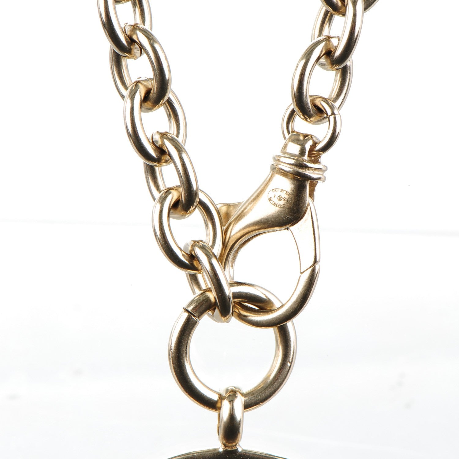 Chanel Medallion CC Quilted Pendant Necklace Gold 3 of 5