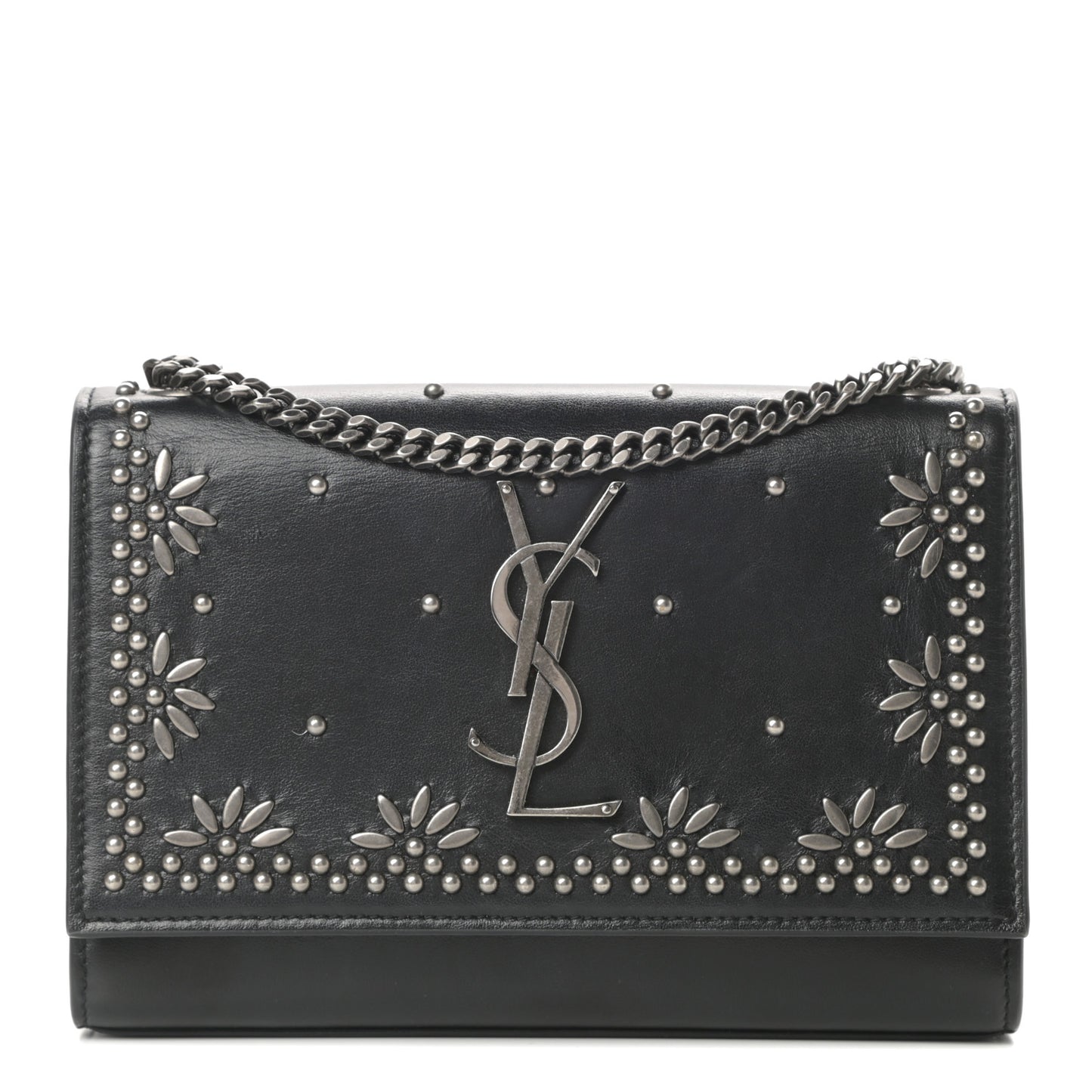 Calfskin Studded Kate Satchel Black