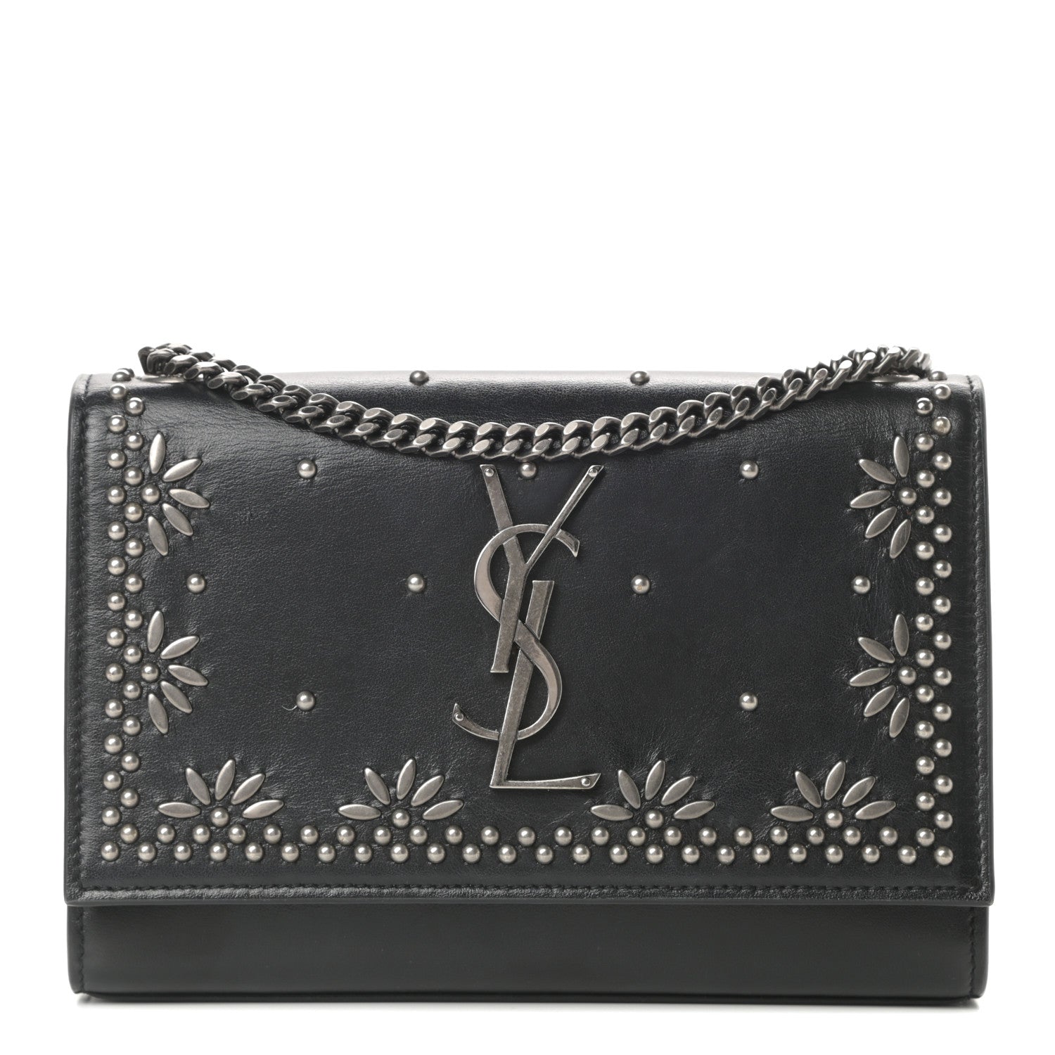 Saint Laurent Calfskin Studded Kate Satchel Black 1 of 15