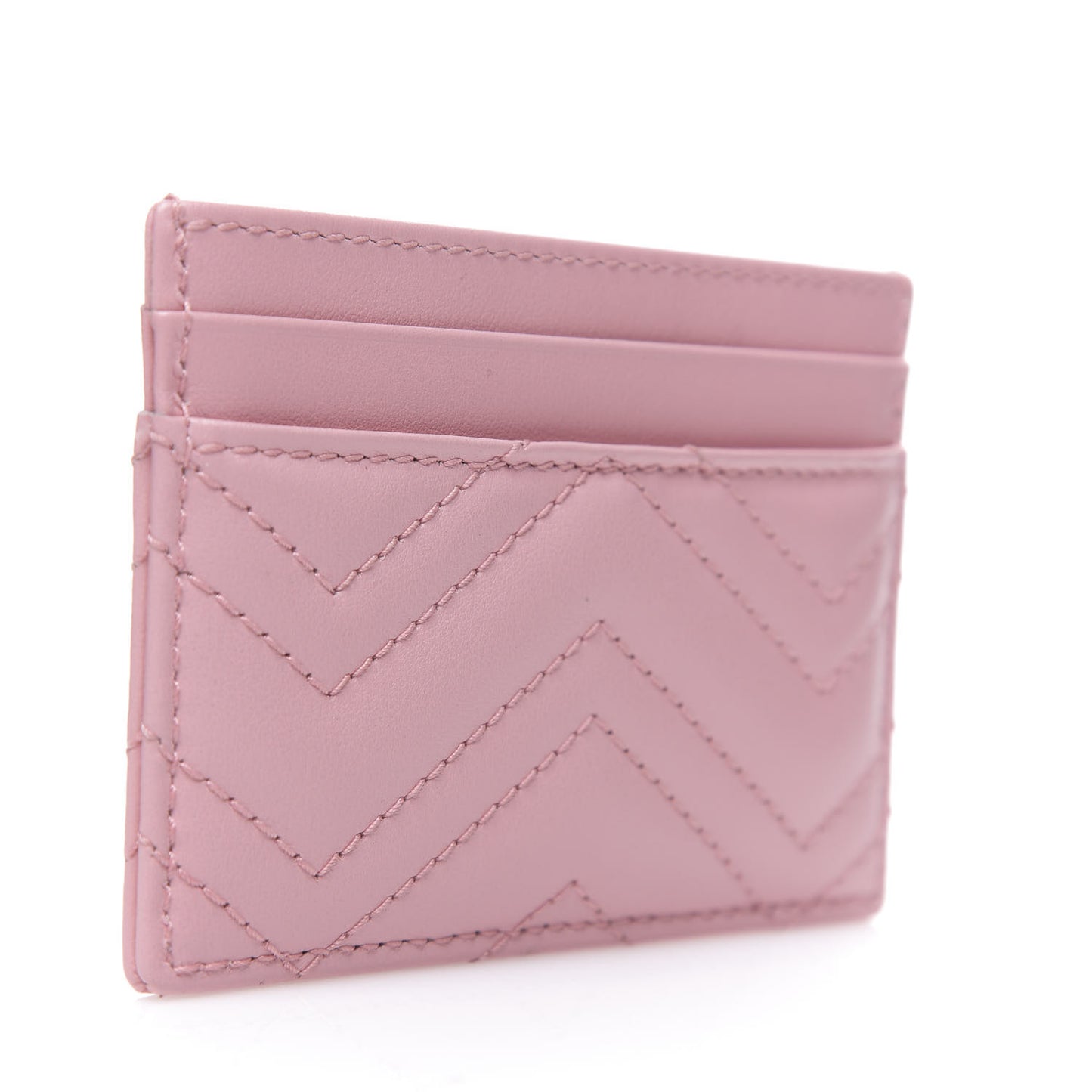 Calfskin Matelasse GG Marmont Card Holder Wild Rose