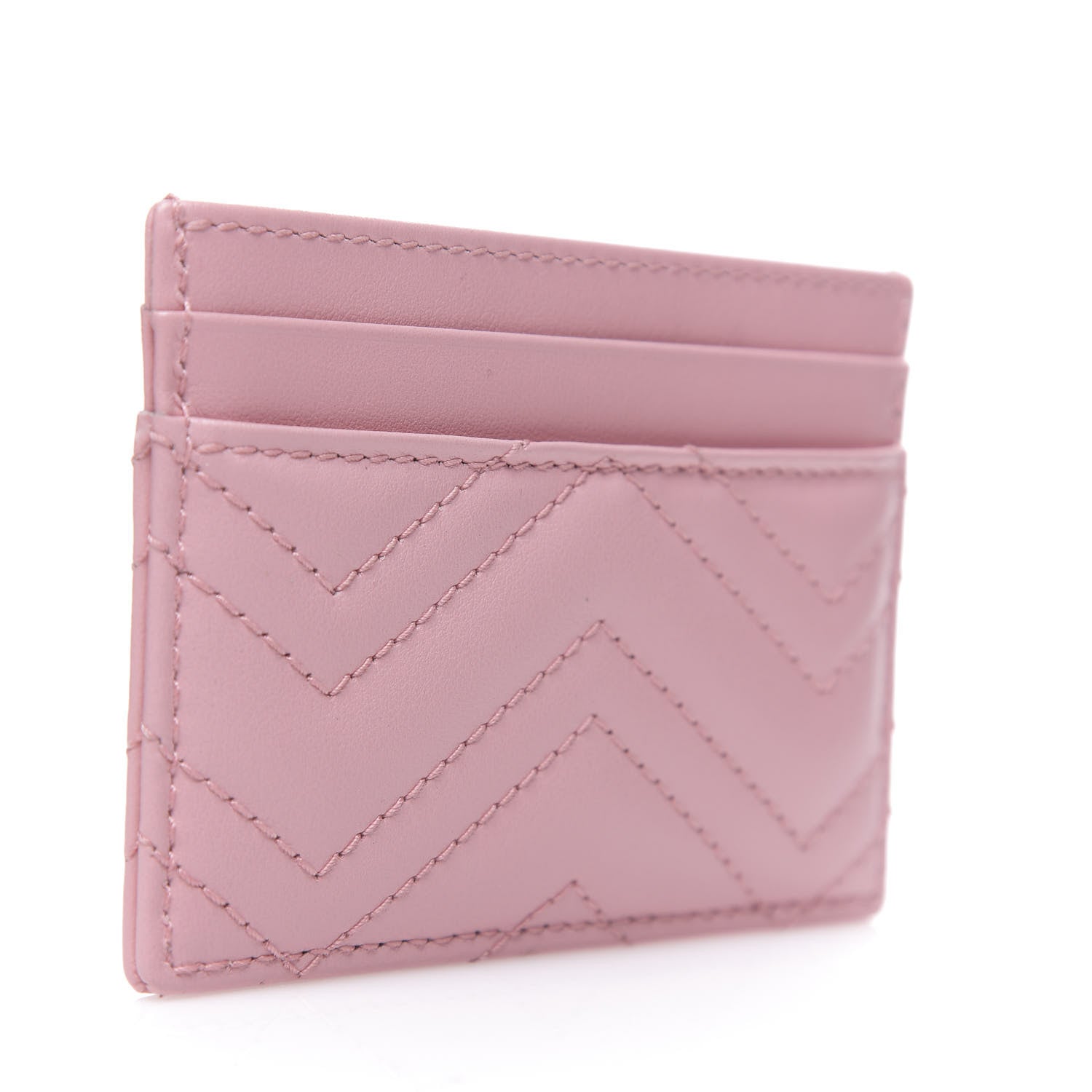 Gucci Calfskin Matelasse GG Marmont Card Holder Wild Rose 2 of 6