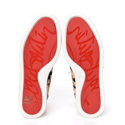 Christian Louboutin Velvet Floral Bip Bip Orlato High Top Flat Sneakers 37.5 Beige 5 of 9
