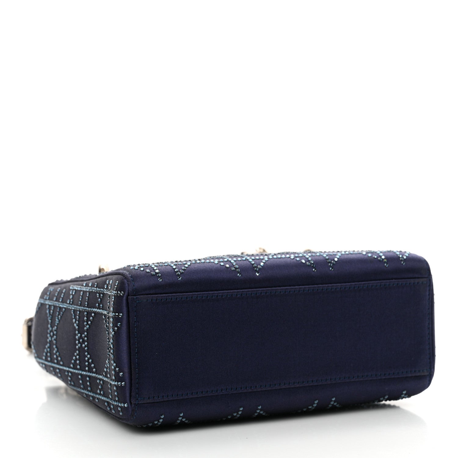 Christian Dior Satin Crystal Cannage Mini Lady Dior Navy 4 of 16