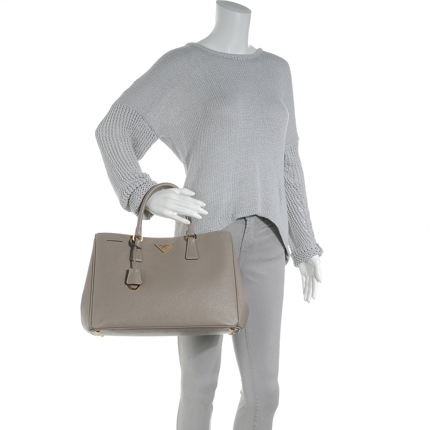 Prada Saffiano Lux Large Tote Argilla 2 of 9
