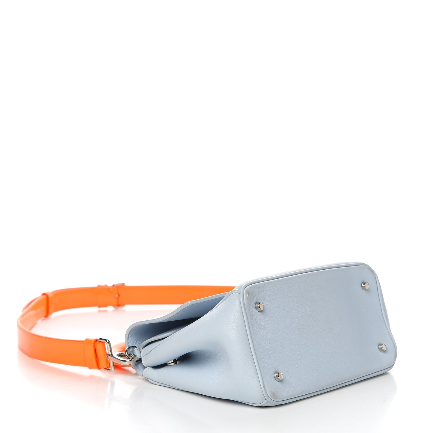 Patent Smooth Calfskin Mini Be Dior Flap Orange Light Blue