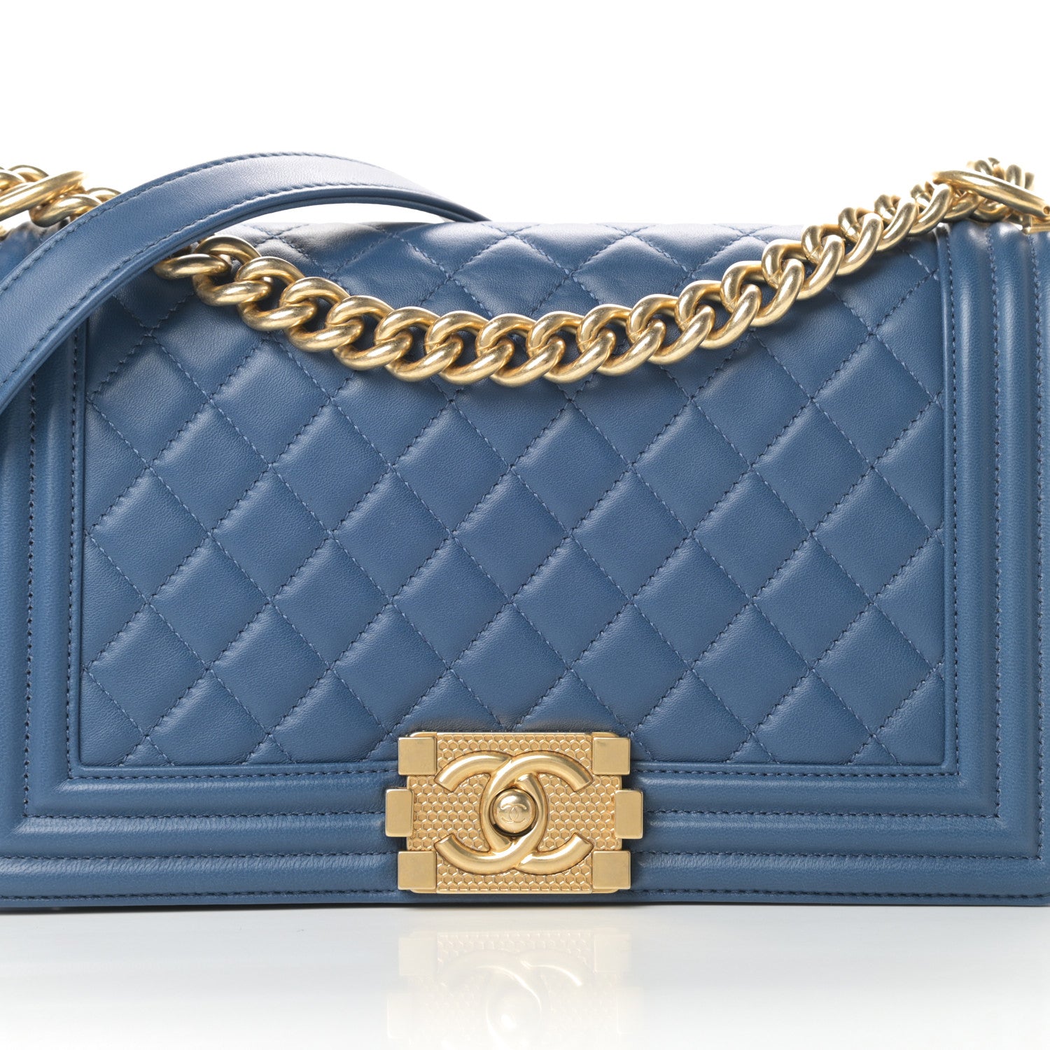 Chanel Lambskin Quilted Medium Boy Flap Blue 7 of 15
