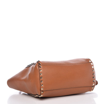 Valentino Garavani Pebbled Calfskin Rockstud Double Handle Tote Light Cuir 5 of 11