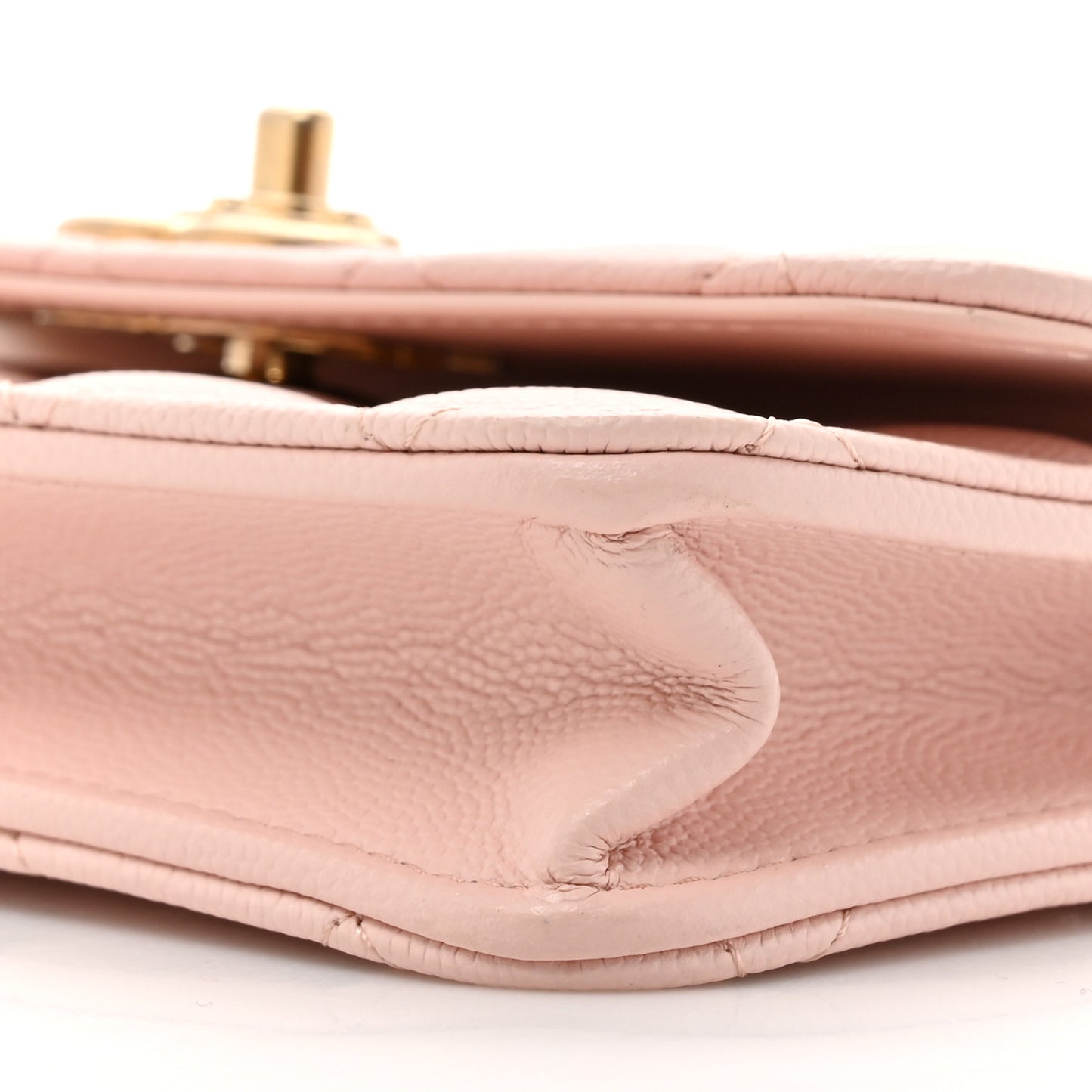 Caviar Quilted Camellia Phone Holder With Chain Light Pink