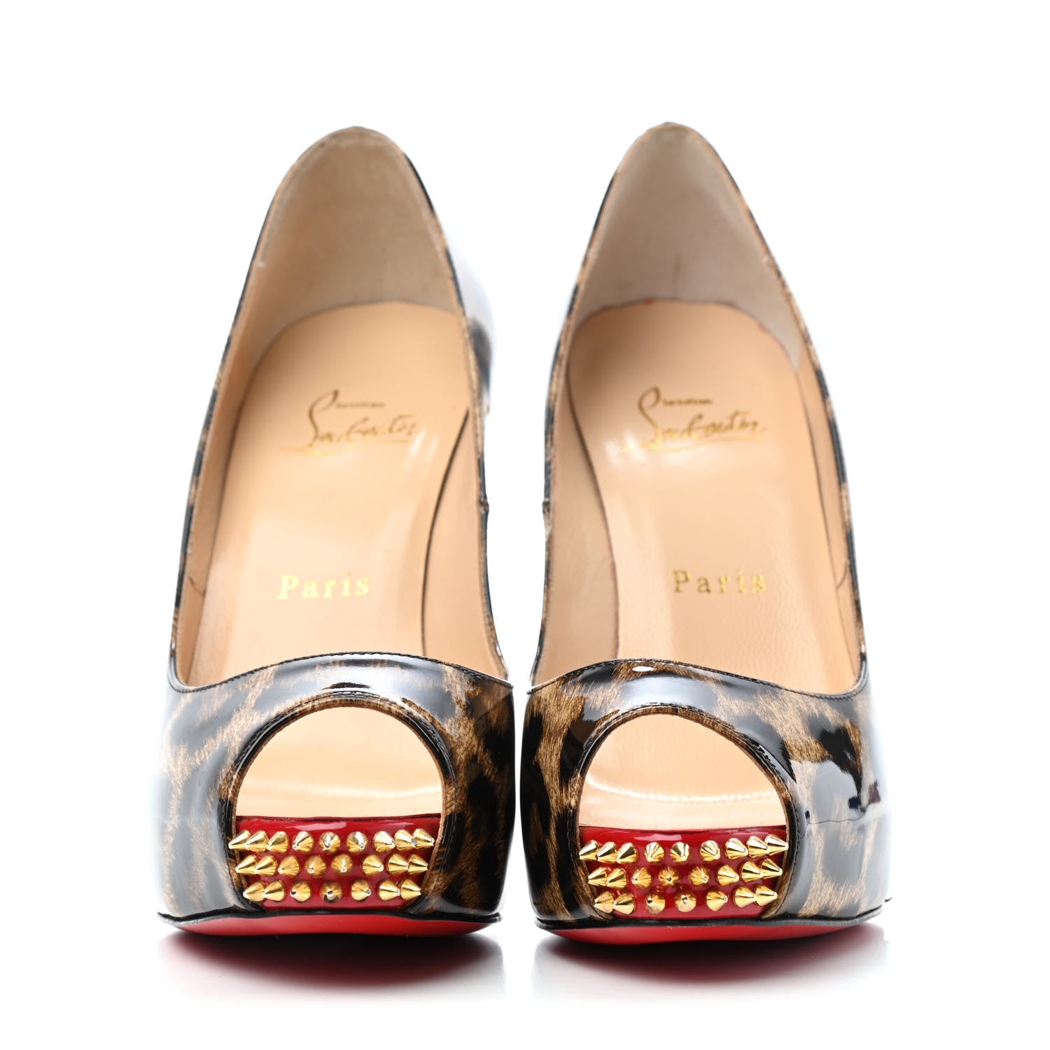 Christian Louboutin Patent Leopard New Very Prive Spikes 120 Pumps 36.5 Brown 2 of 6