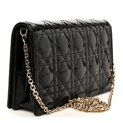 Christian Dior Patent Cannage Lady Dior Convertible Clutch Black 4 of 14