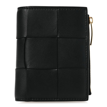 Bottega Veneta Nappa Maxi Intrecciato Small Bi-Fold Zip Wallet Black 1 of 11