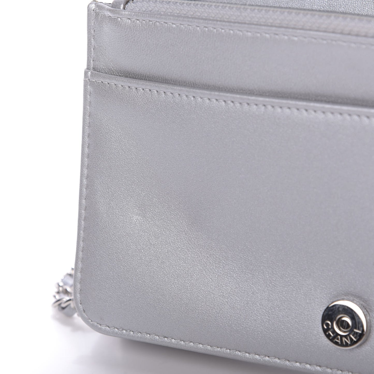 Lizard Calfskin Boy Wallet on Chain WOC Black Silver