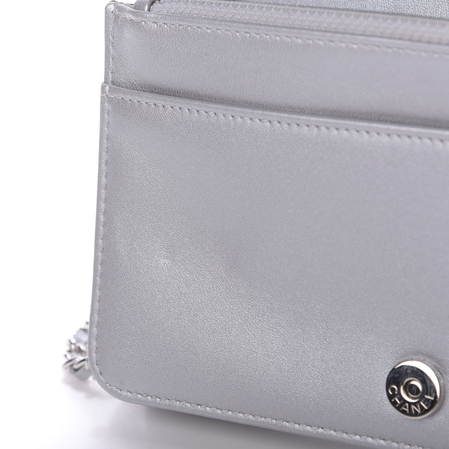 Chanel Lizard Calfskin Boy Wallet on Chain WOC Black Silver 12 of 12