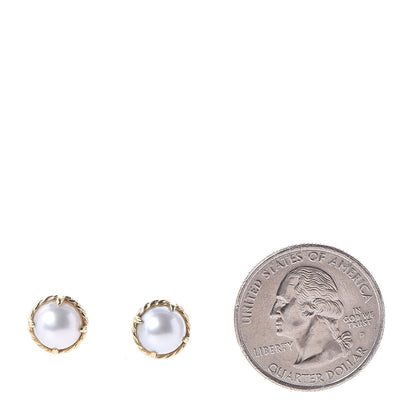 David Yurman 18K Yellow Gold Freshwater Pearl 8mm Chatelaine Earrings 2 of 5