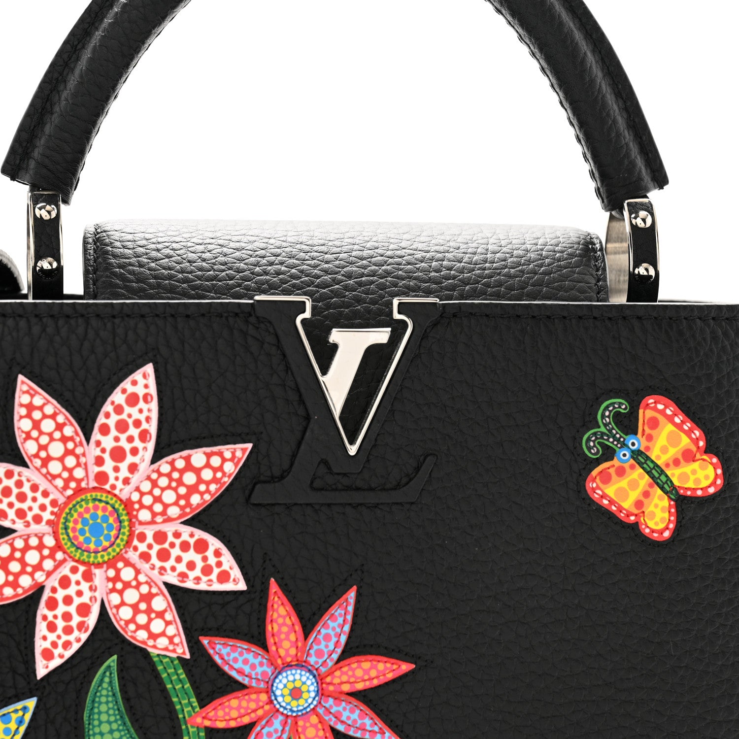 Louis Vuitton LV x YK Taurillon Flower Capucines BB Black 8 of 11