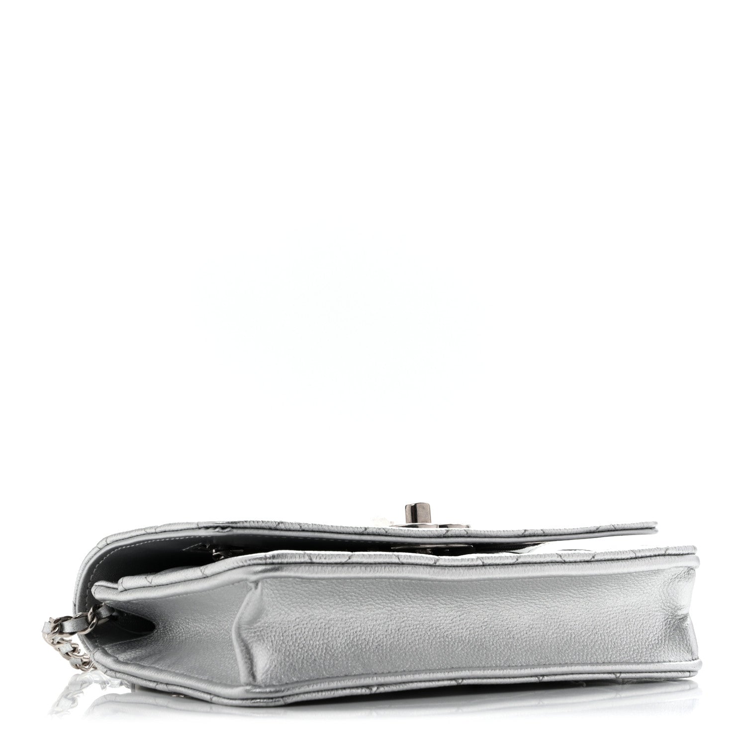 Chanel Metallic Caviar Quilted Wallet On Chain WOC Silver 4 of 13