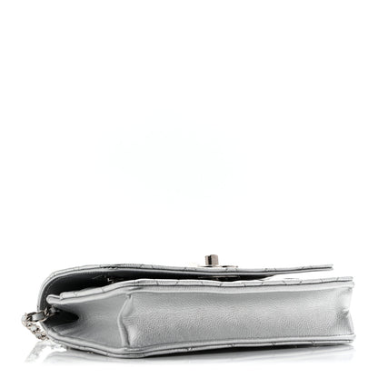 Chanel Metallic Caviar Quilted Wallet On Chain WOC Silver 4 of 13