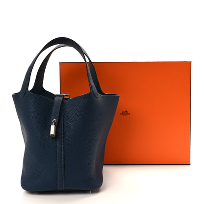 Hermes Taurillon Clemence Picotin Lock 22 MM Bleu de Prusse 9 of 9